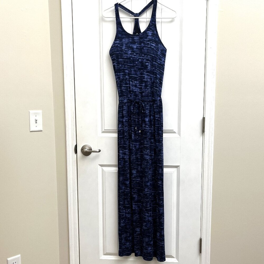 Athleta Cressida Racerback Maxi Dress Size XXS Blue Abstract Print
